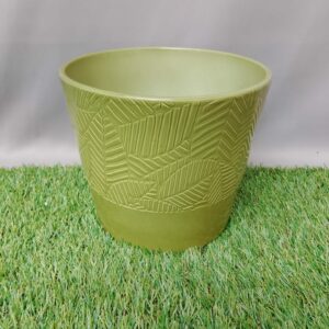 POT COVER CERAMIC LINA PISTACHIO LASUR BIG LEAF 16.5 CM