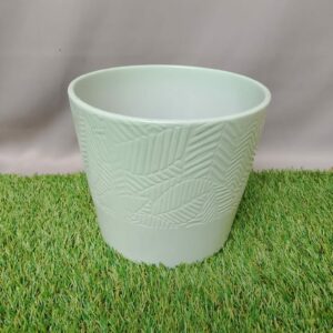 CERAMIC POT COVER LINA MINT GREEN GLOSS BIG LEAF 16.5 CM